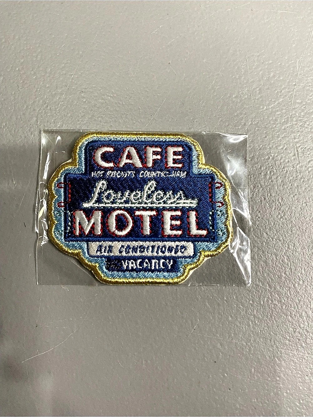 Stoney Clover Lane Cafe Lovelorn Motel patch Embroidered Patch Blue NWT